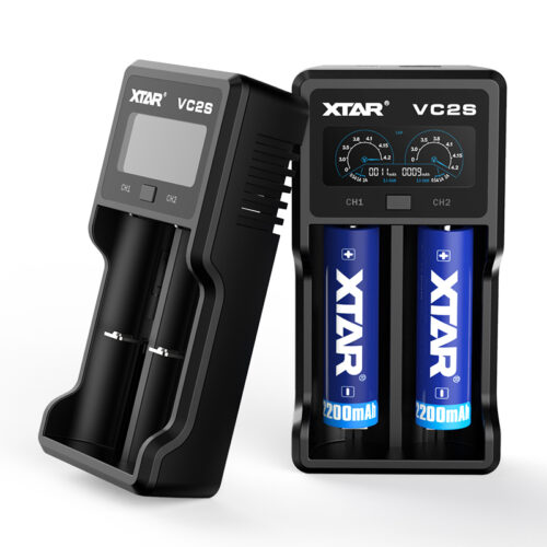 VC2s Xtar Charger Black 18350 18650 Batteries Twin Charging