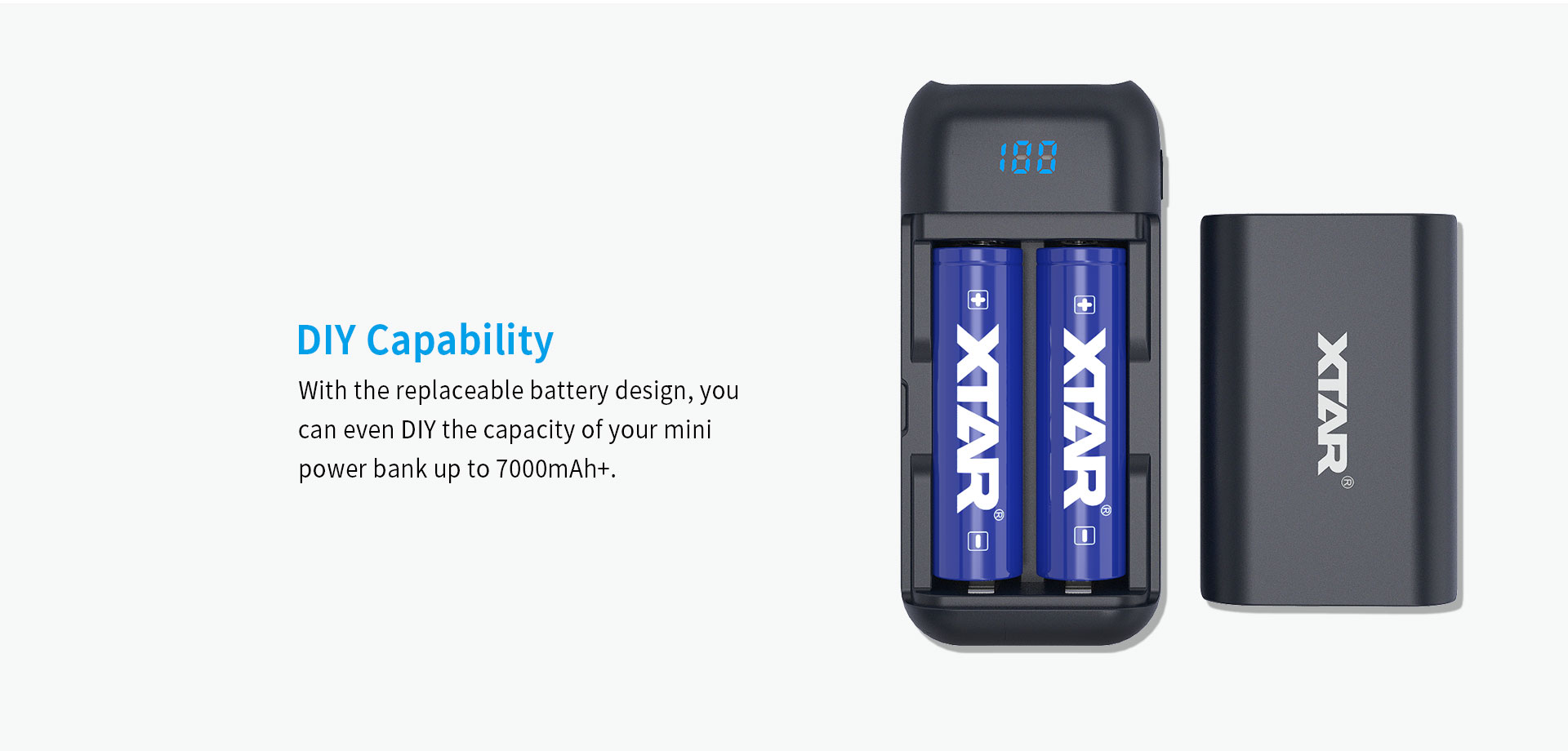 XTAR PB2 Powerbank Charger Different Battery Capacity